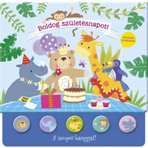 Hangos Állatos Szülinapi Kartonkönyv - 5 Hanggal