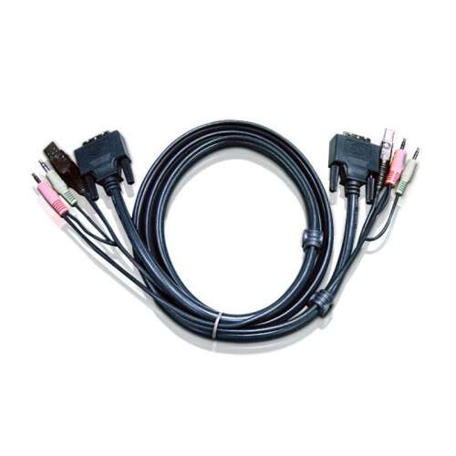 ATEN USB DVI-I Single Link KVM kábel 3m fekete 2L-7D03UI