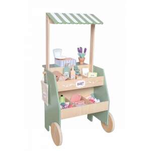 Jabadabado wooden market stand with 28 accessories, green and white - Jabadabado Shop Playset, Shopping