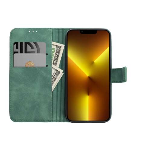 Forcell TENDER zöld pénztárca tok iPhone 15 Pro Max-hoz kártyatartókkal és pénztárcával - Telefon