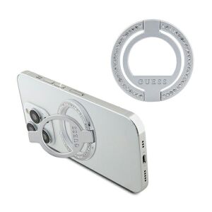 Guess MagSafe Ring Holder in use on iPhone - Rhinestone Silver - Guess
