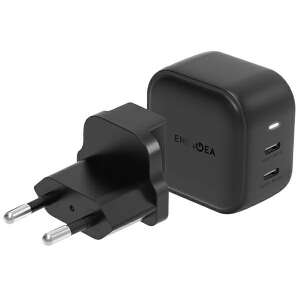 ENERGEA Travelite GaN45 45W Kettős USB-C Fali Töltő PD és PPS-sel, Fekete - Energea