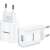 USAMS T18 Single USB Utazói Töltő, fehér, 2.1A gyors töltés, EU dugó