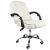 Pepita off-white eco-leather office chair with padded armrests, angled view