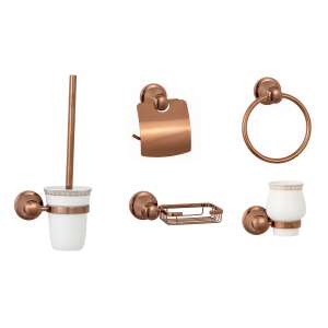 TRENDY S rose bathroom accessories set, 5 pieces, includes toilet brush holder, toilet paper holder, soap dish, toothbrush holder, towel ring - Other bathroom accessory
