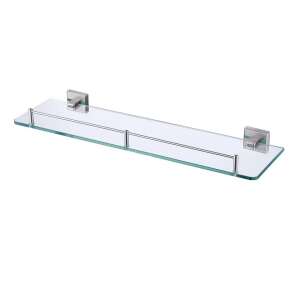 TRENDY S satin stainless steel bathroom shelf, 52cm long glass shelf, 2 brackets, easy installation - Other bathroom accessory