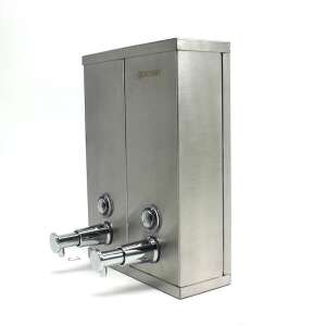 Stainless steel double soap dispenser, wall mounted, 1500ml, TRENDY S - Soap Dispenser