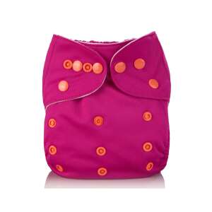 Ciklámenová vrecková látková plienka, ružová s oranžovými gombíkmi - Prateľné plienky