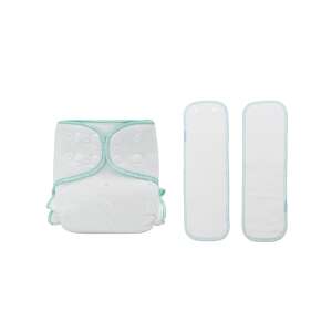 Znovupoužiteľná plienka pre bábätká s modrým lemom a dvoma vložkami - Prateľné plienky