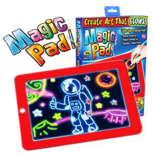 Magic Pad svetelná kresliaca tabuľa pre deti, červený rám, s kresbou astronauta, vytvárajte umenie, ktoré svieti, opakovane použiteľná, zábava, učenie, TV, nový - Tabule na kreslenie, písanie