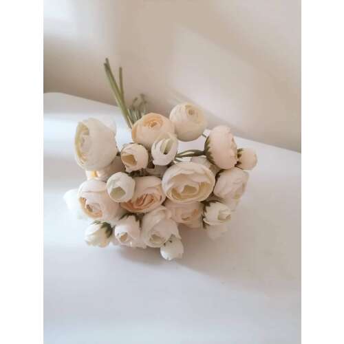 Boglárka Művirág 36 szálas csokorban 30cm #fehér-ekrü