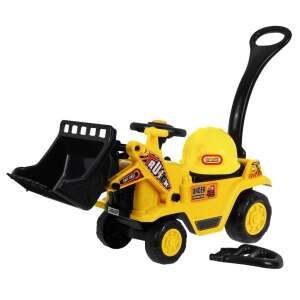 Żółta jeździk koparka z kaskiem i uchwytem do pchania - Babitaxi