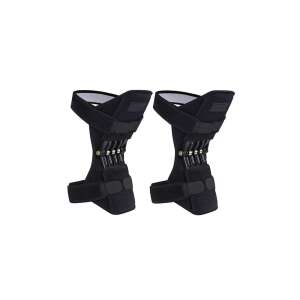 Pereche de orteze de genunchi negre cu arcuri, susține articulația genunchiului, descarcă ligamentele și articulațiile, confortabil de purtat, reglabile, pentru sport și uzură de zi cu zi - Genunchiere