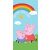 Peppa Malac strandtörölköző 70x140cm, Peppa és George Malac a szivárvány alatt