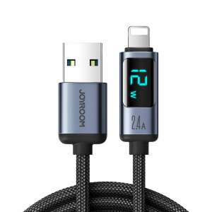 Joyroom S-AL012A16 USB A auf Lightning Kabel mit LED-Anzeige, 2.4A Schnellladung, 1.2m Länge, schwarz - Lightning-Kabel