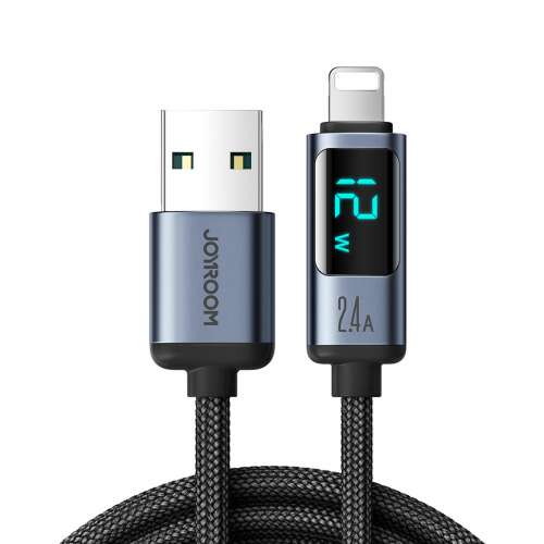 Kabel Joyroom S-AL012A16 USB A do Lightning z wyświetlaczem LED, szybkie ładowanie 2.4A, długość 1.2m, czarny
