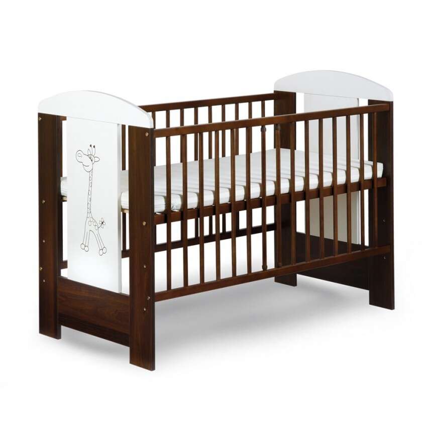 Klups Szafari/Zsiráf kiságy 60x120 - fehér & dió (bialy-orzech)