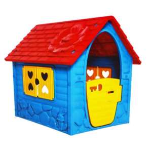 Dorex plastic playhouse for kids, blue, red, yellow, with windows and door - Dorex