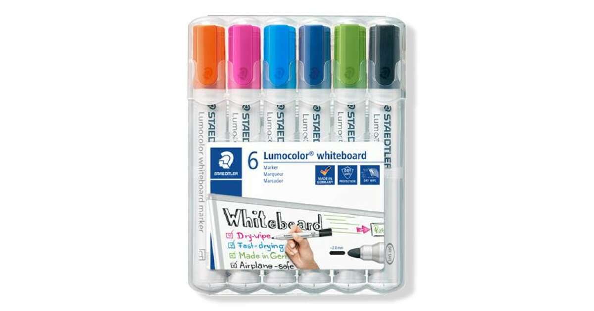 STAEDTLER Boardmarker-Set, 2 mm, konisch, STAEDTLER "Lumocolor 351", 6 verschiedene Farben 32350785