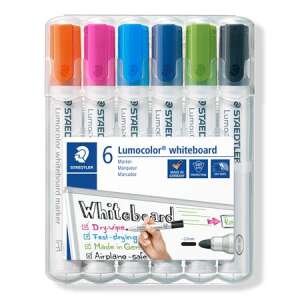 STAEDTLER Set de markere pentru tablă, 2 mm, conice, STAEDTLER Lumocolor 351, 6 culori diferite 32350785 Markere whiteboard