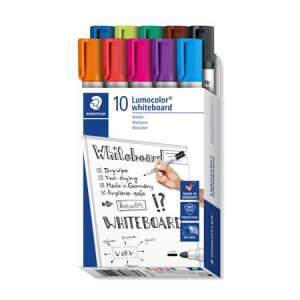 STAEDTLER Set de markere pentru tablă, 2 mm, conice, STAEDTLER Lumocolor 351, 10 culori diferite 32350787 Markere whiteboard