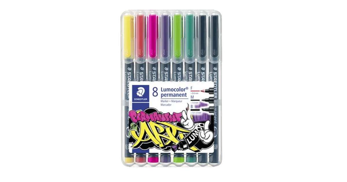 Staedtler Lumocolor Black Fine Permanent Marker Pens Pack of 5