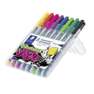 Angesicht des Staedtler Lumocolor Permanentmarker-Sets, 8 Farben, feine Spitze - Marker