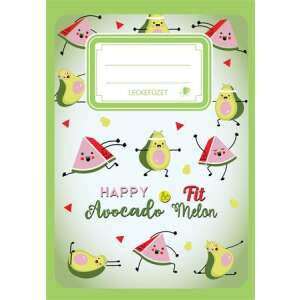 ICO A5 exercise book with happy avocado and melon design - Notebook