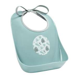 Beaba Tanuló Előke Dzsungel - Kék, fehér körrel és zöld levél mintával - Előke, büfikendő