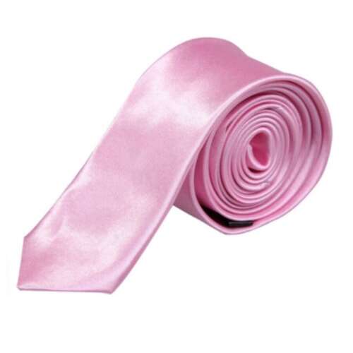Rózsaszín selyemhatású vékony nyakkendő