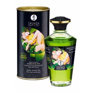 Shunga Exotisches Grüntee-Wärmemassageöl Flasche und Dose - Massagecreme & Massageöl
