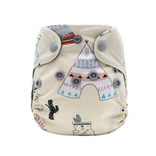 Prateľná All-in-One plienka pre novorodencov s indiánskym vzorom, so sladkým vzorom teepee