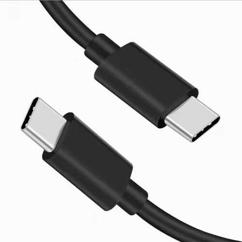 Cablu USB-C la USB-C negru, 1 metru lungime, încărcare 2A, transfer de date