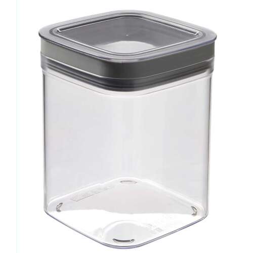 CURVER Dry Cube 1.3L airtight food storage container, clear plastic with gray lid