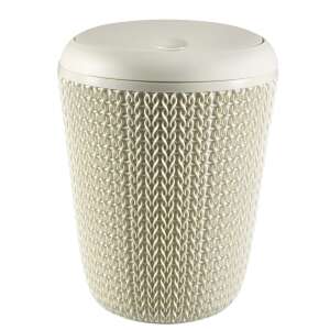 Кош за боклук CURVER Knit за баня 6L, кремав цвят, с капак, преден изглед - Отпадъци