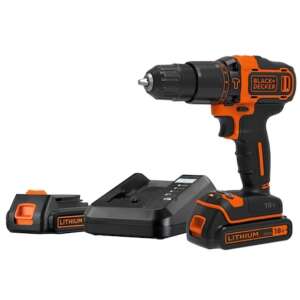 Akumulatorowa wiertarko-wkrętarka udarowa Black &amp; Decker BDCHD18K1B2-QW, 18 V 2x1,5 Ah, czarno-pomarańczowa