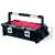 Keter 22" Pro Cantilever Tool Box, black with red compartments, organizer for small parts, tools, and accessories