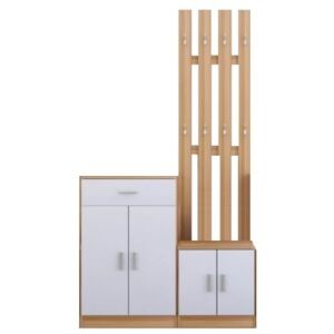 Furiani fehér előszobafal fogasléccel és cipőtárolóval - Előszoba bútor