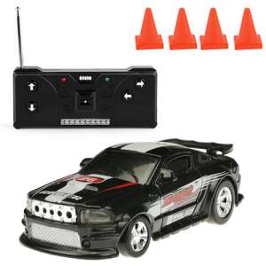 Mini távirányítós versenyautó világító reflektorral és hátsó lámpával, bólyákkal, üdítős dobozban / fekete 74809968 Távirányítós járművek