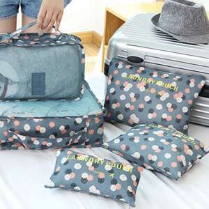 Bőröndrendező 6 db-os táska készlet, poggyászrendszerező szett - virágmintás