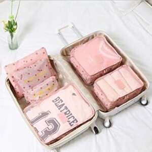 Bőröndrendező 6 db-os táska készlet, poggyászrendszerező szett - cherry