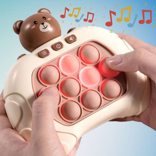 Pop It interaktív stresszoldó játék konzol fény és hangeffektekkel, fast push game - macis