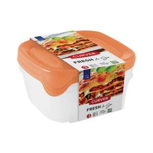 Štvorcový obal na potraviny Curver Fresh & Go 0,8L s viečkom v broskyňovej farbe - Nádoby na potraviny a nápoje
