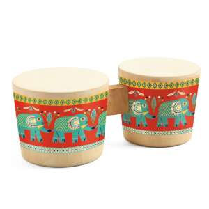 Djeco Bongo drums with elephant design, wooden musical instrument for kids - Toy Instrument