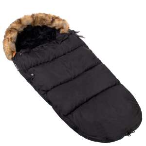Springos Baba hálózsák, black stroller footmuff with fur trim - Footmuff & Bunting Bag