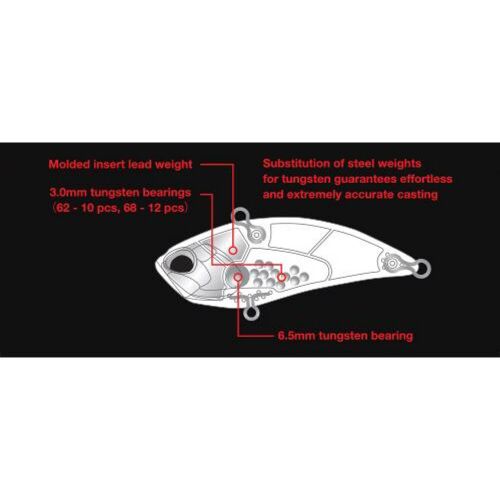 DUO REALIS VIBRATION 68 G-FIX belső szerkezeti diagramja volfrám súlyokkal a jobb dobáshoz - Wobbler