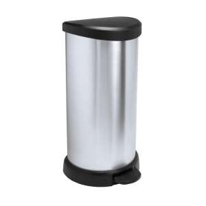 Curver 40L pedal bin, stainless steel, black lid, foot pedal, modern design - Curver Trash can