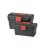 Curver Herobox Basic toolbox set, two black plastic toolboxes with red latches