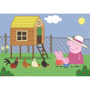 Clementoni Peppa Pig Maxi Puzzle, 60 de piese, cu Peppa și familia ei hrănind găini - Clementoni Puzzle