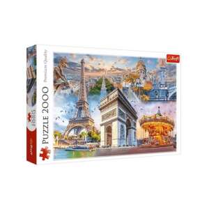 Puzzle Trefl cu 2000 de piese cu repere din Paris, inclusiv Turnul Eiffel, Arcul de Triumf și Bazilica Sacré-Coeur - Puzzle 3D & Puzzle cu burete